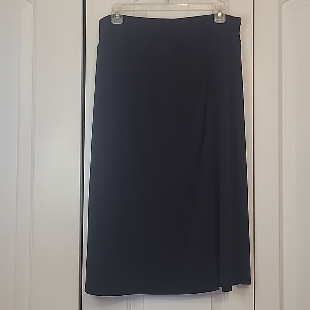Talbots Black Knit Faux Wrap Skirt Side Ruching Size M